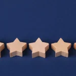 Five star rating icons on a blue background