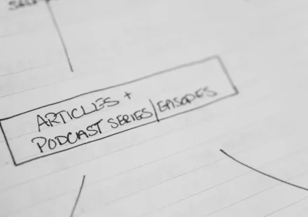 hand-drawn content outline on paper